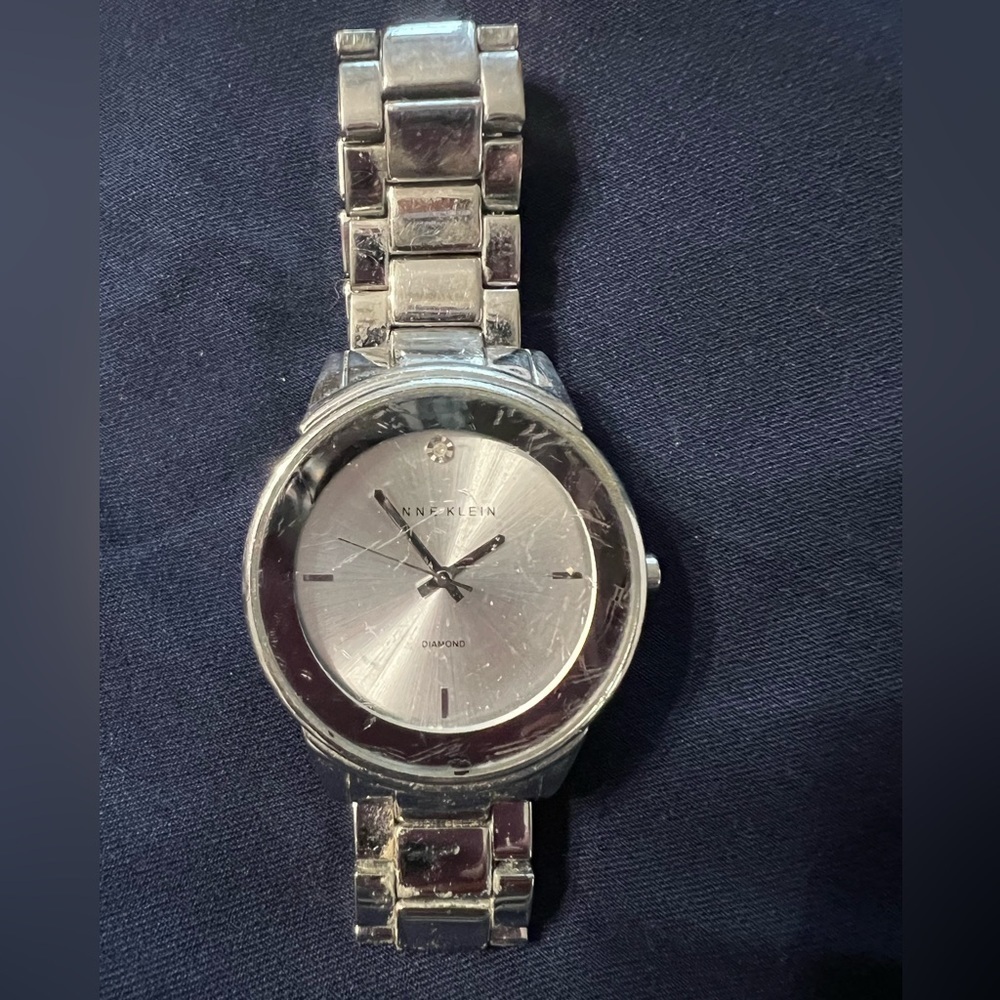Anne Klein Silver Watch with Diamond